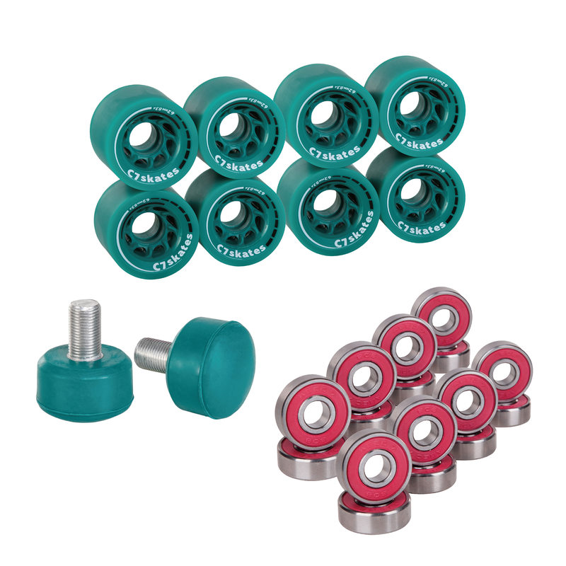 C7skates Roller Skate Wheels and Stoppers Combo