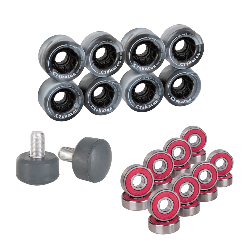 C7skates Roller Skate Wheels and Stoppers Combo