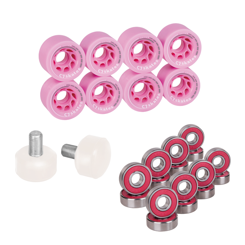 C7skates Roller Skate Wheels and Stoppers Combo