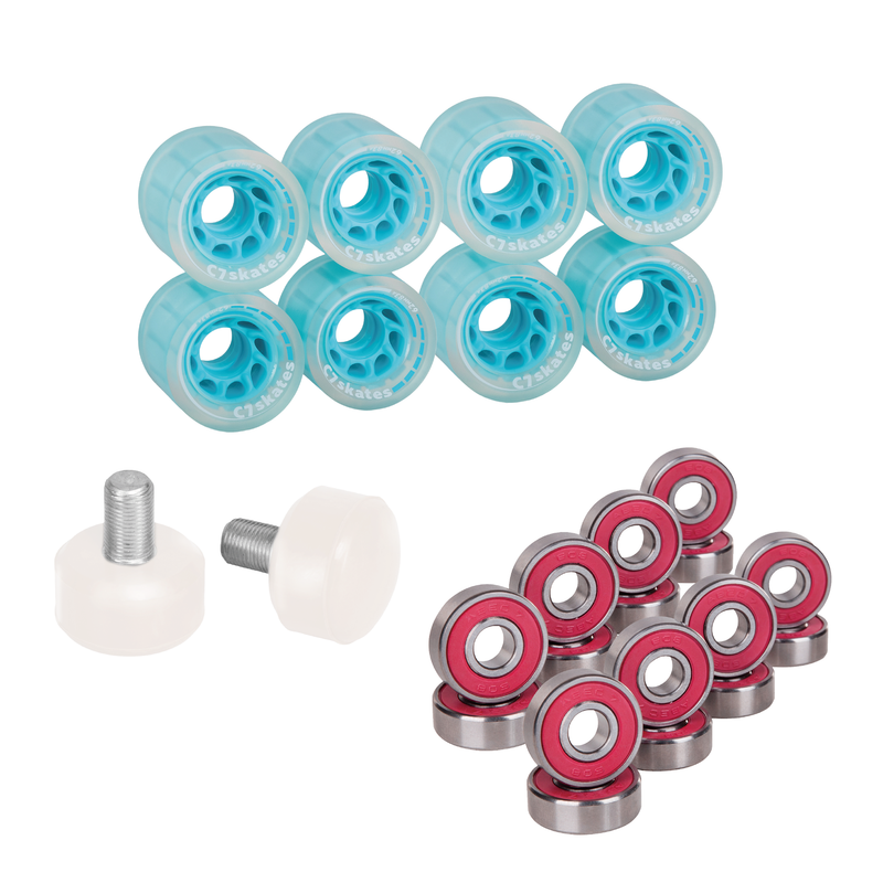 C7skates Roller Skate Wheels and Stoppers Combo