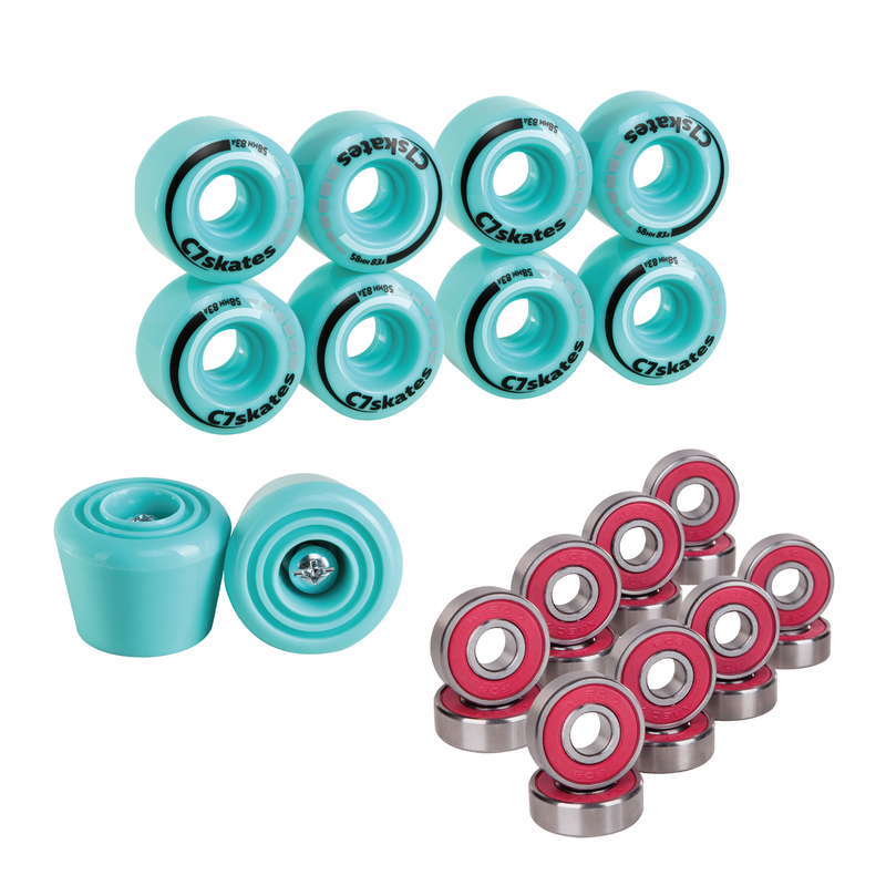 C7skates RSU wheels, stopper, and bearings combo - Aquamarine