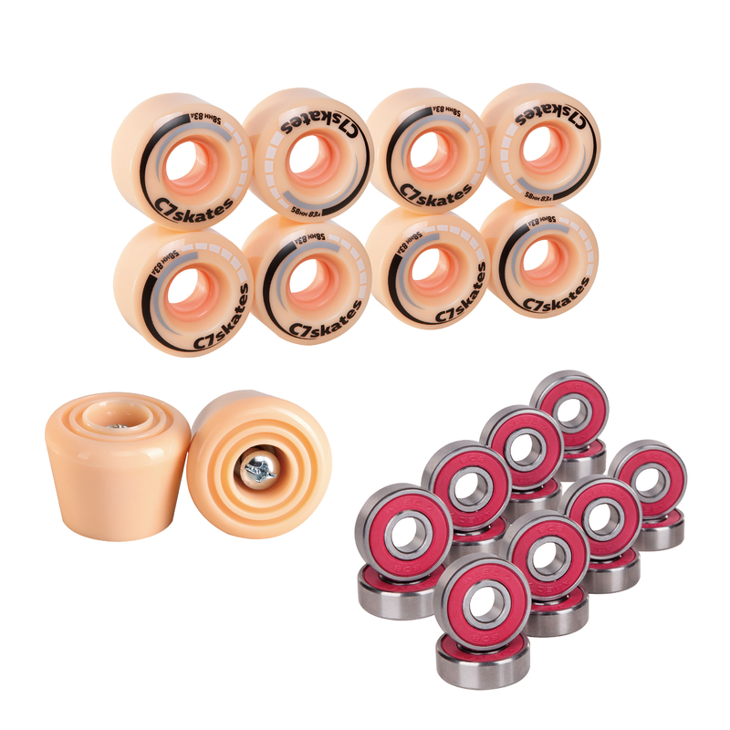 C7skates RSU wheels, stopper, and bearings combo - Peachy Keen