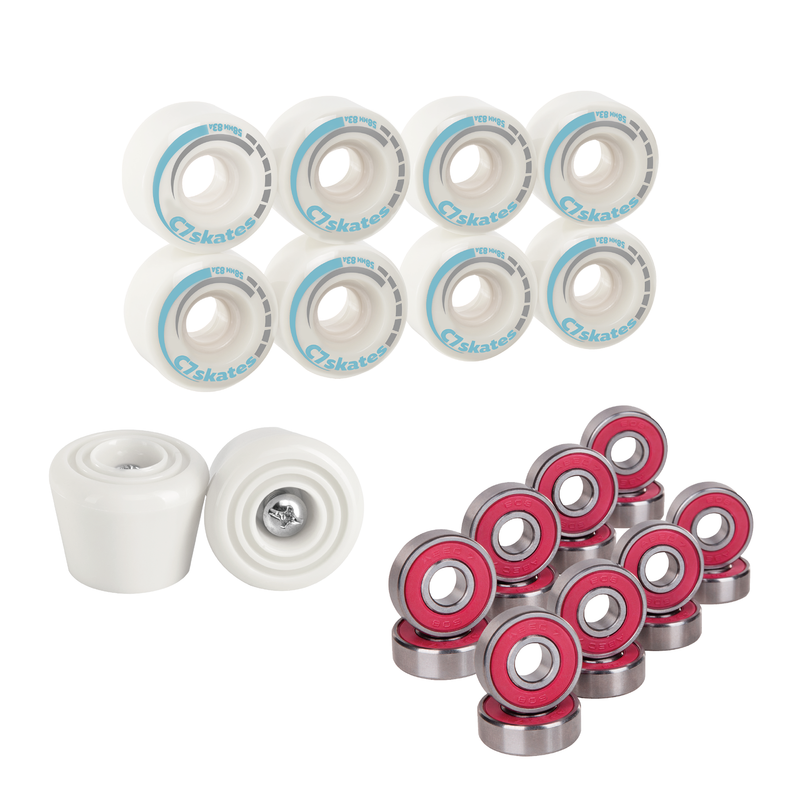 C7skates RSU wheels, stopper, and bearings combo - Silver