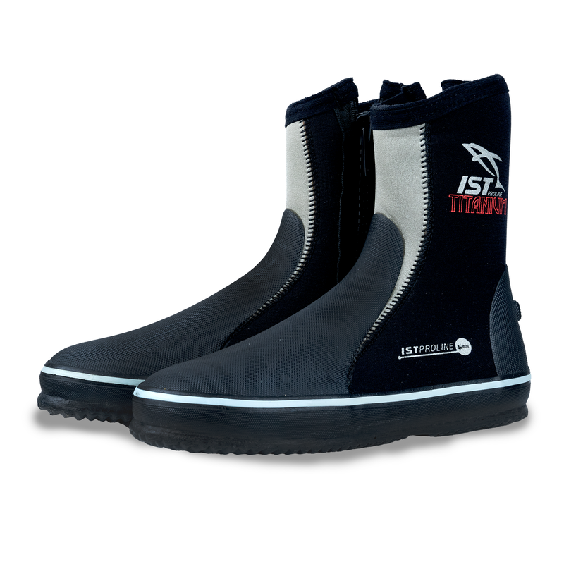 IST 5mm Titanium / Spandex Lined Diving Boots with Vulcanized Rubber Sole
