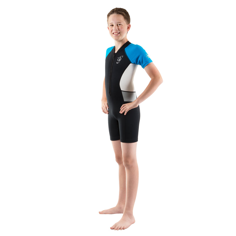 Blue shorty wetsuit for toddlers and kids
