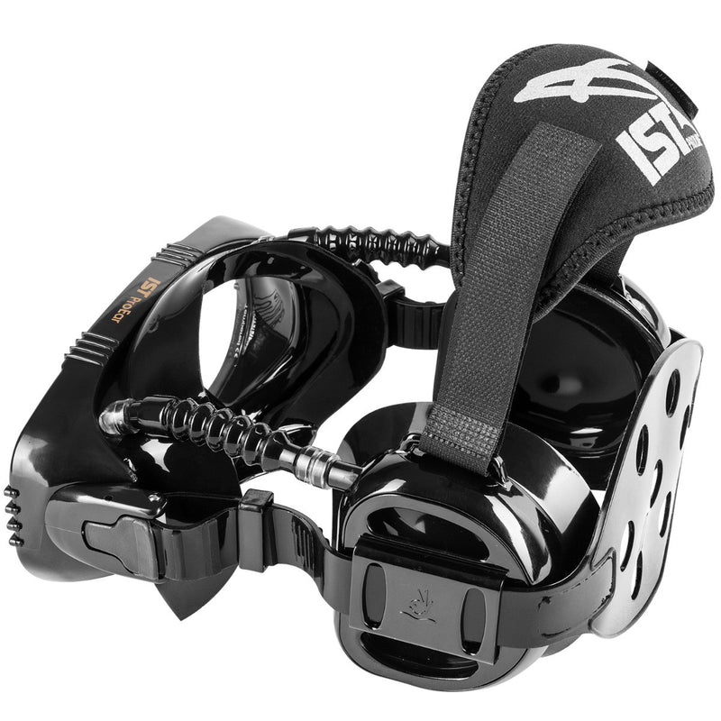 IST ProEar Pressure Equalization Mask with Watertight Ear Cups, Black Silicone