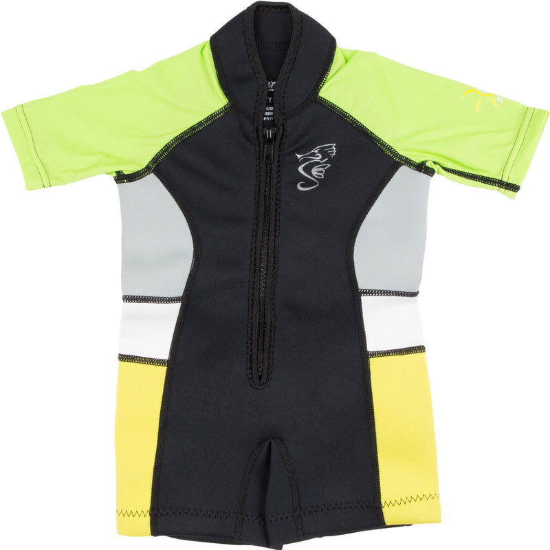 Yellow shorty wetsuit for toddlers and kids