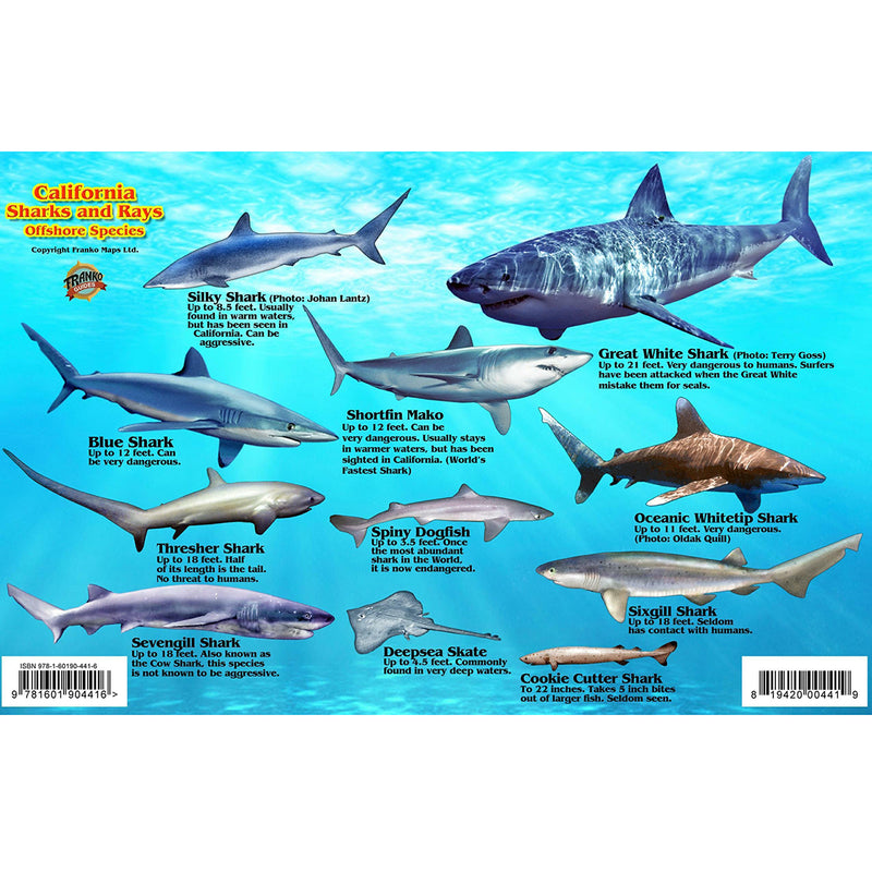 Franko Maps California Sharks Ray Creature Guide 5.5 X 8.5 Inch