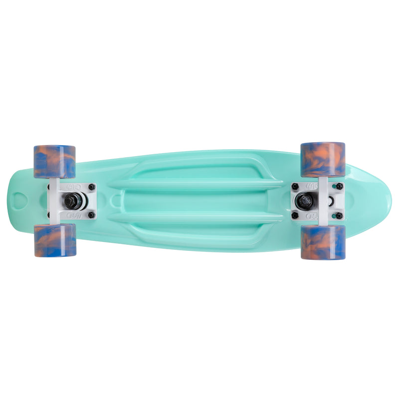 Cal 7 Arcadia 22.5” Mini Cruiser with Swirl Wheels - Featuring turquoise plastic deck and premium hardware.