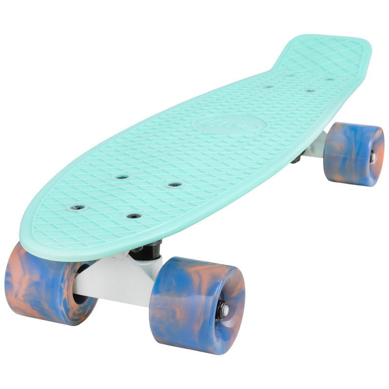 Cal 7 Arcadia 22.5” Mini Cruiser with Swirl Wheels - Featuring turquoise plastic deck and premium hardware.