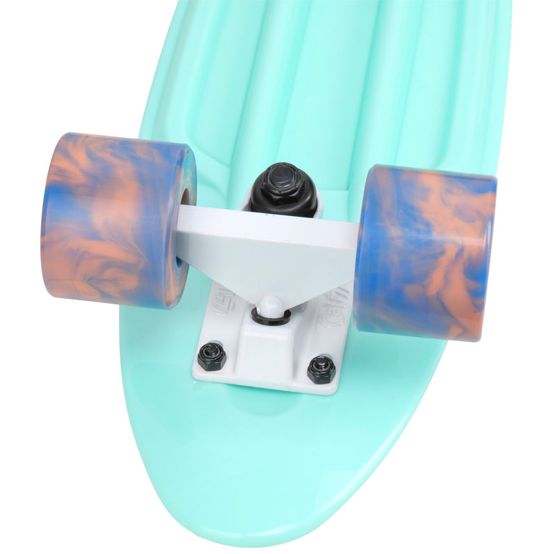 Cal 7 Arcadia 22.5” Mini Cruiser with Swirl Wheels - Featuring turquoise plastic deck and premium hardware.