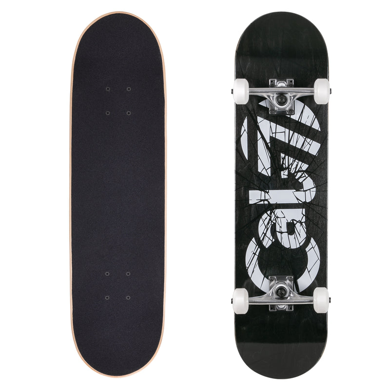 Cal 7 complete 8-inch Heist skateboard with black deck and glass shattered graphic