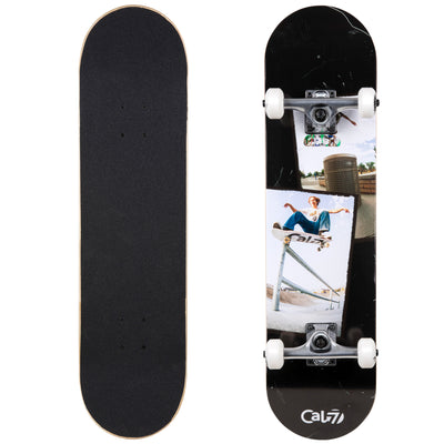 Cal 7 Perspective Complete 7.5/7.75/8-Inch Skateboard with Skateboarding Photographs and Distressed Black Design