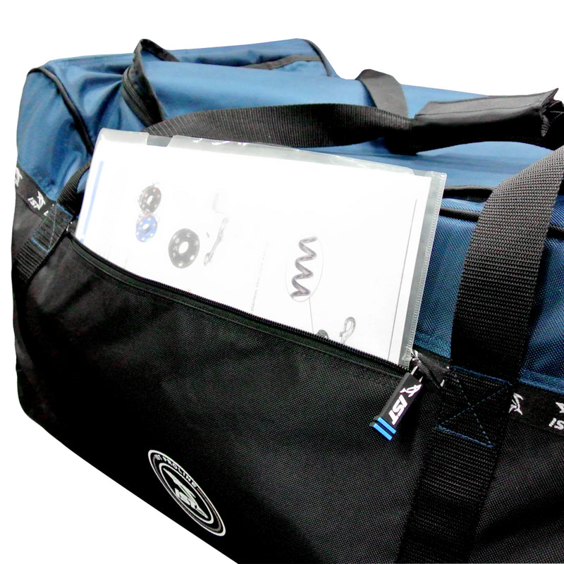 black and blue IST travel bag with wheels for scuba diving gear and equipment
