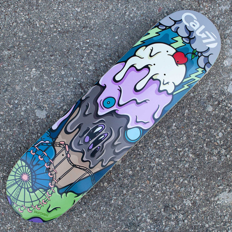 Cal 7 Scream deck with Santa Monica munchie takeover art on a semi-cold-press 7-ply popsicle, medium concave deck