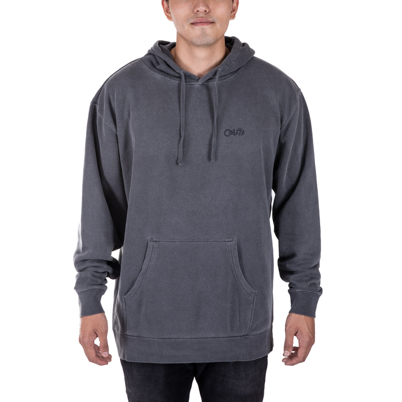 Cal 7 Get Real Oversized Hoodie Sweatshirt in Washed Out Black with Purple & Blue Floral Print