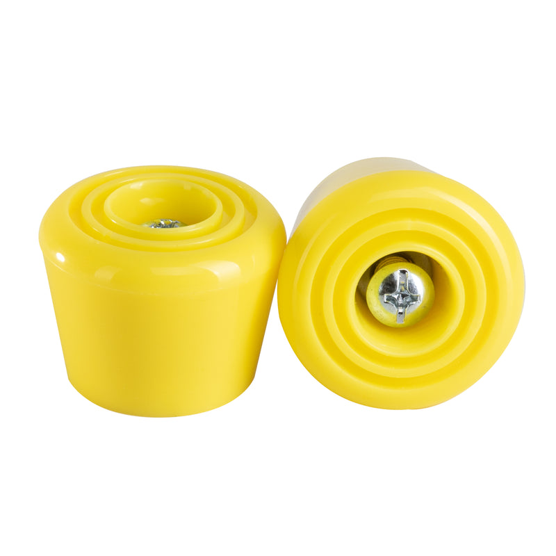 Lemon yellow C7 roller skate stoppers made from durable polyurethane PU82A dimensions are 47 by 35 mm