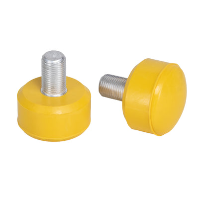 Yellow adjustable C7 roller skate stoppers as seen on the Queen Bee: 47x35 mm size and made from rubber.