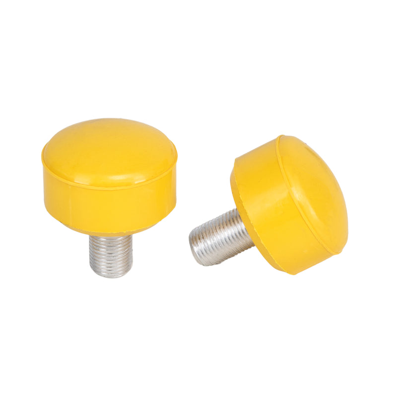 Yellow adjustable C7 roller skate stoppers as seen on the Queen Bee: 47x35 mm size and made from rubber.