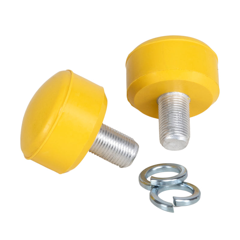 Yellow adjustable C7 roller skate stoppers as seen on the Queen Bee: 47x35 mm size and made from rubber.
