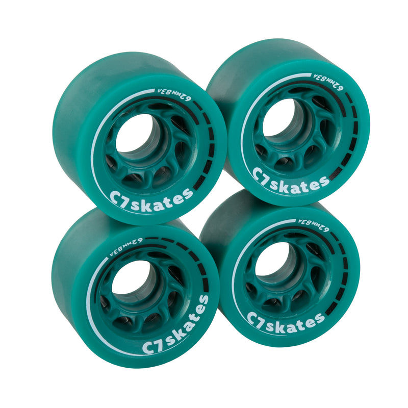 C7skates Enchanted Forest dark green 62mm roller skate wheels made from durable 83A polyurethane