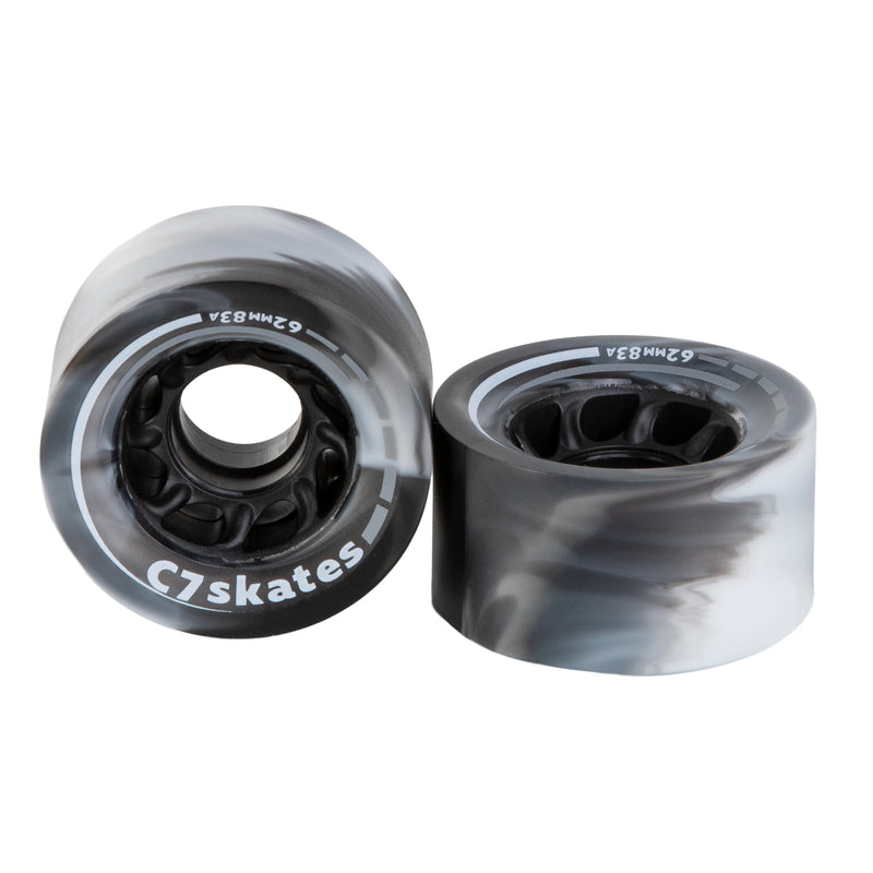 C7skates Midnight Sky black white 62mm roller skate wheels made from durable 83A polyurethane