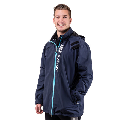 navy blue boat jacket with a detachable neoprene vest