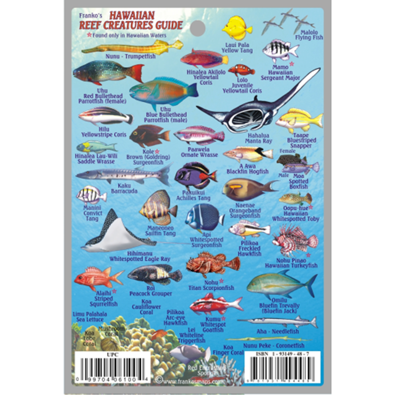 Franko Maps Hawaiian Reef Creature Guide 4 X 6 Inch