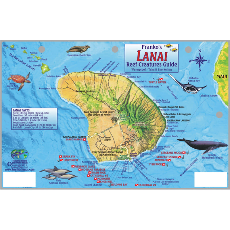 Franko Maps Lanai Hawaiian Reef Dive Creature Guide 5.5 X 8.5 Inch