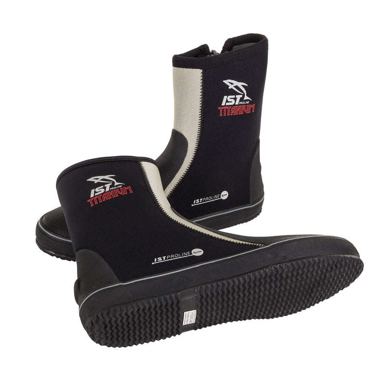 IST 5mm Titanium / Spandex Lined Diving Boots with Vulcanized Rubber Sole