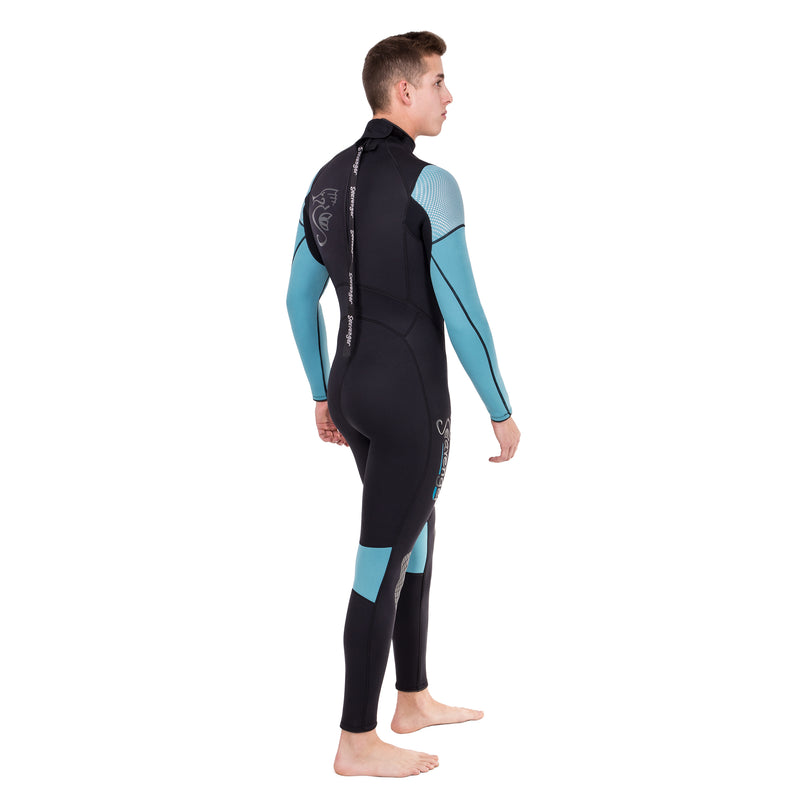 Seavenger 3mm neoprene surf wetsuit with teal sleeves