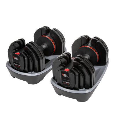 PowerDyne Adjustable Dumbbell Set of 2 Weights - Lift Up To 110lbs Total Strength Training
