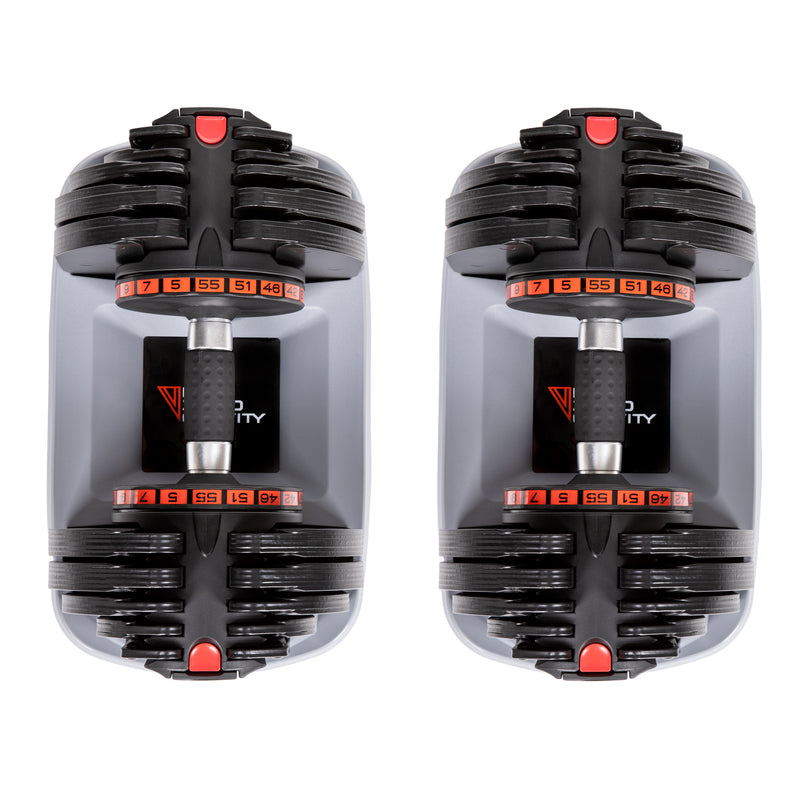 PowerDyne Adjustable Dumbbell Set of 2 Weights - Lift Up To 110lbs Total Strength Training