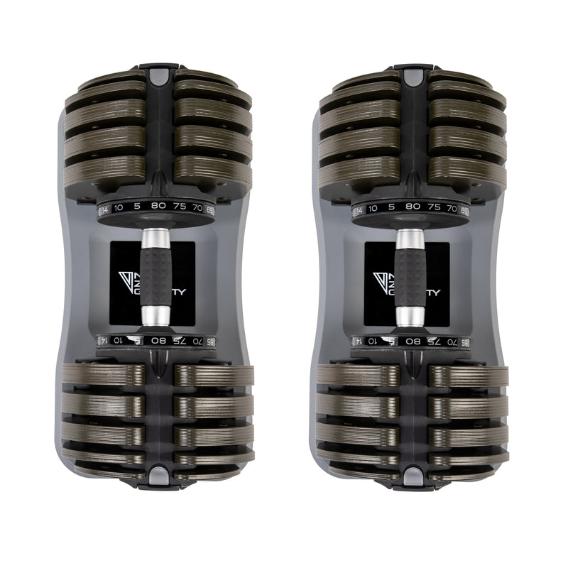 PowerDyne Adjustable Dumbbell Set of 2 Weights - Lift Up To 160lbs Total Strength Training Camo Green