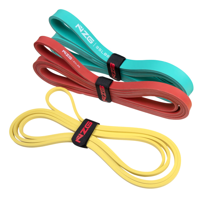 NonZero Gravity Natural Rubber Power Resistance Band Light-Medium Intensity 10-35 LBS Beginner Set (3-piece)