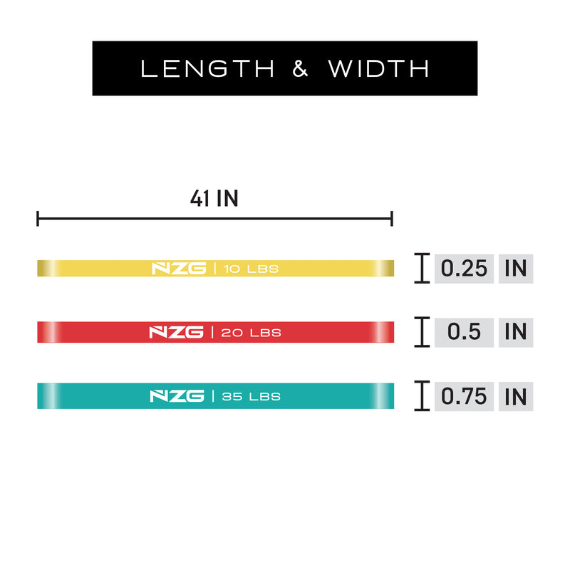 NonZero Gravity Natural Rubber Power Resistance Band Light-Medium Intensity 10-35 LBS Light Warm-Up Set (6-piece)