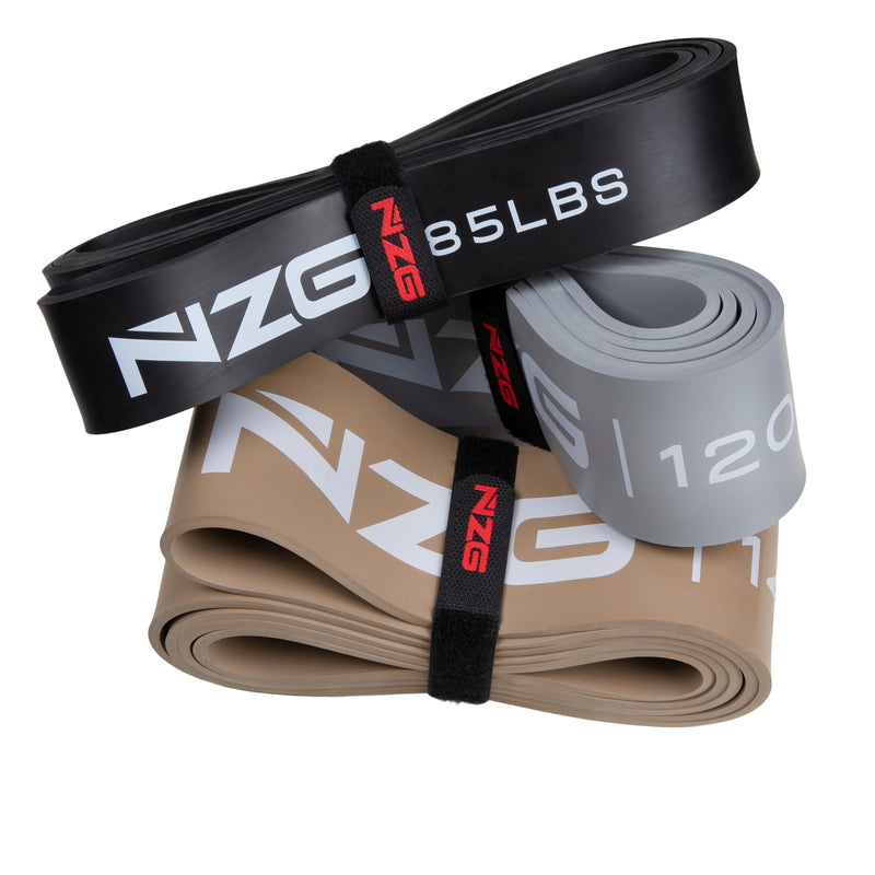 NonZero Gravity Natural Rubber Power Resistance Band High-Intensity 85-140 LBS Pull-Up Set (3-piece)