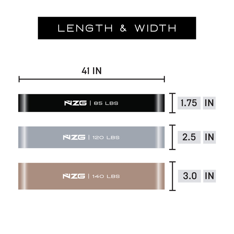 NonZero Gravity Natural Rubber Power Resistance Band High-Intensity 85-140 LBS Pull-Up Set (3-piece)