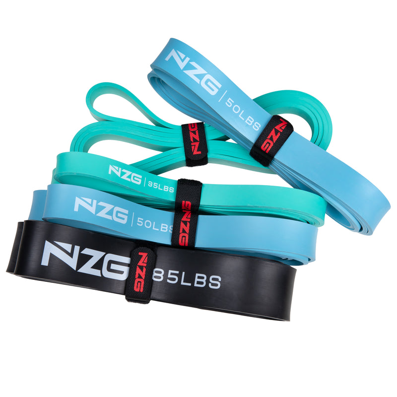 NonZero Gravity Natural Rubber Power Resistance Band Medium-High Intensity 35-85 LBS Warm-Up Set (5-piece)