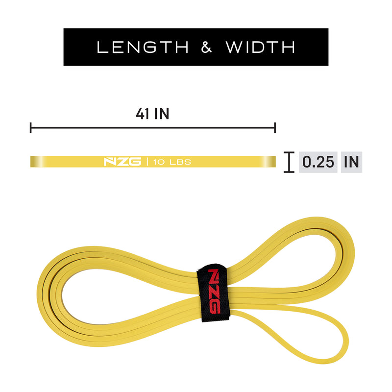 NonZero Gravity 100% Latex-Free Natural Rubber Power Resistance Bands Light-Intensity Yellow 10 LBS (Set of 2)