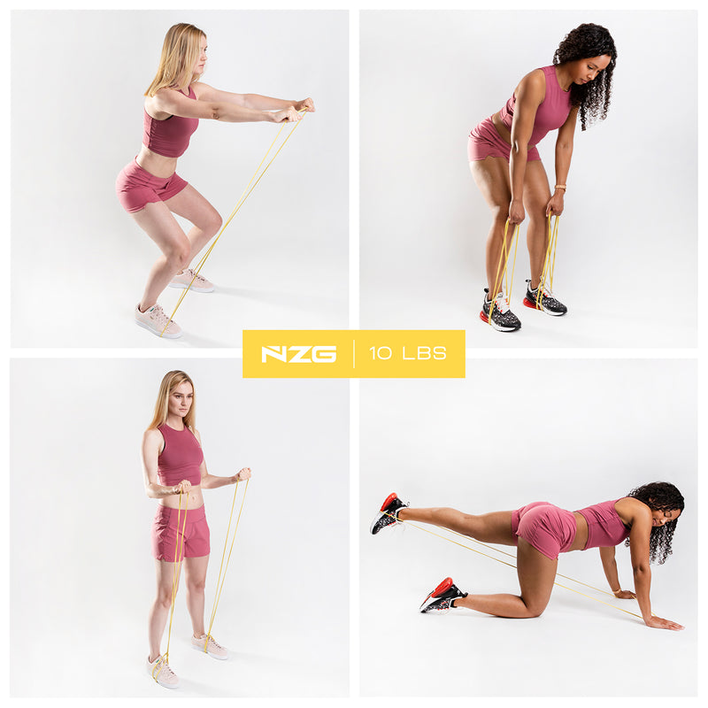 NonZero Gravity 100% Latex-Free Natural Rubber Power Resistance Bands Light-Intensity Yellow 10 LBS (Set of 2)