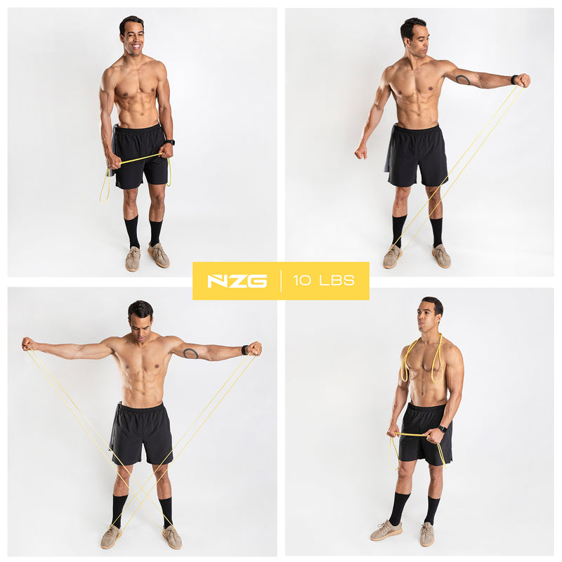 NonZero Gravity 100% Latex-Free Natural Rubber Power Resistance Bands Light-Intensity Yellow 10 LBS (Set of 2)