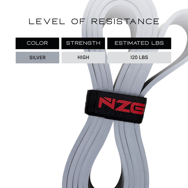 NonZero Gravity 100% Latex-Free Natural Rubber Power Resistance Band High-Intensity Silver 120 LBS (Single)
