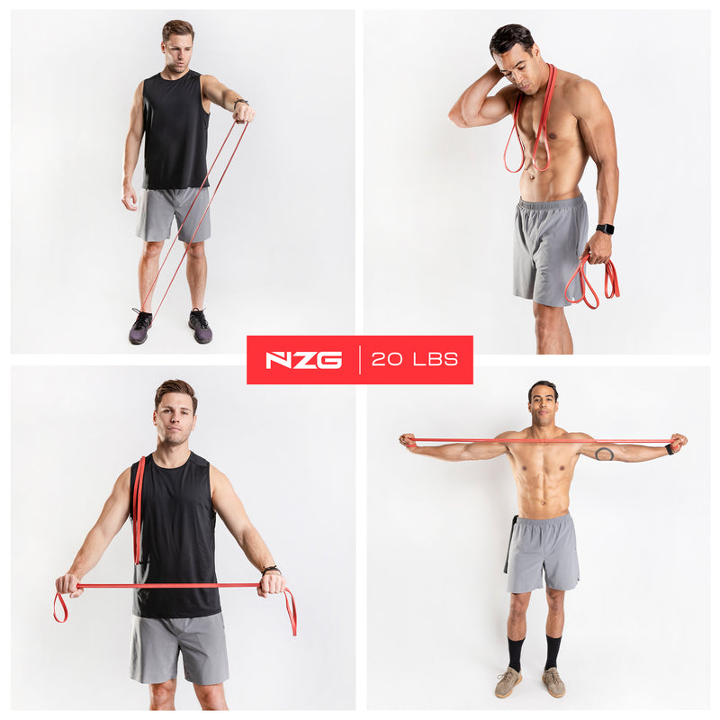 NonZero Gravity 100% Natural Rubber Power Resistance Bands Light-Intensity Red 20 LBS (Set of 2)