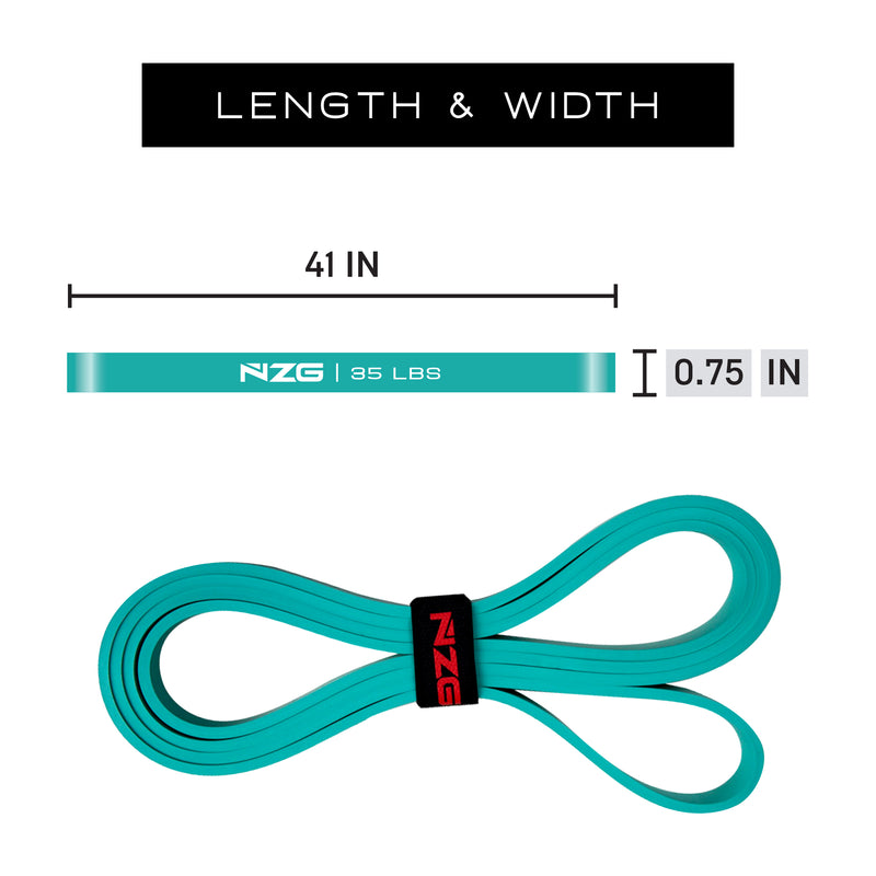 NonZero Gravity 100% Latex-Free Natural Rubber Power Resistance Bands Medium-Intensity Green 35 LBS (Set of 2)