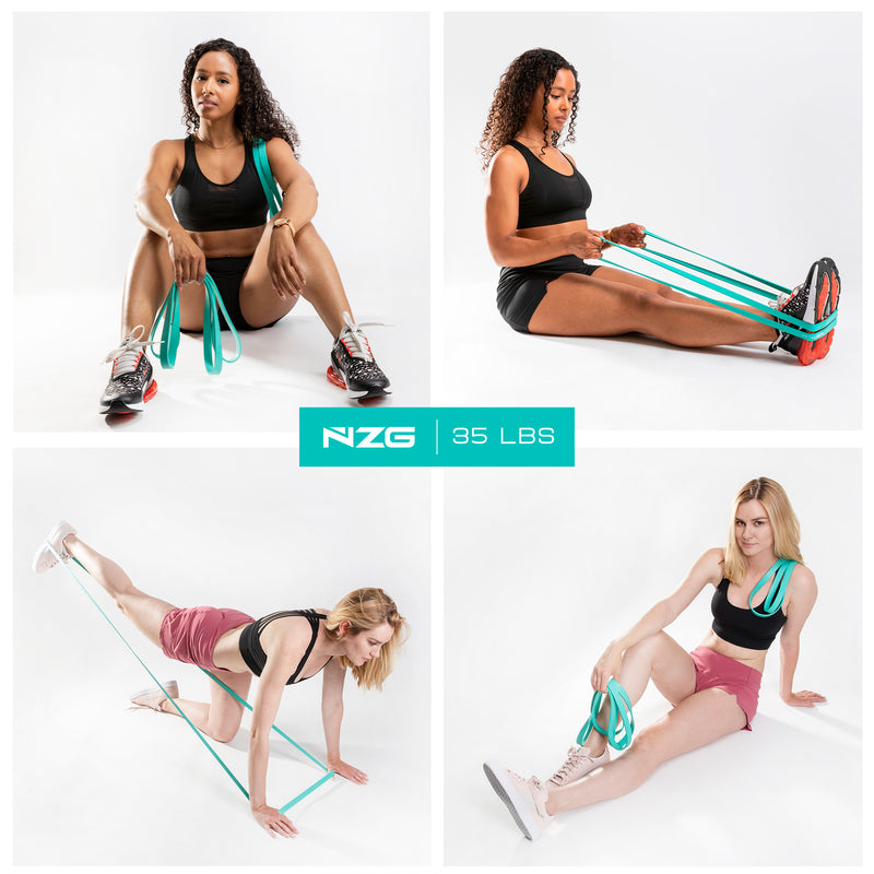 NonZero Gravity 100% Latex-Free Natural Rubber Power Resistance Bands Medium-Intensity Green 35 LBS (Set of 2)