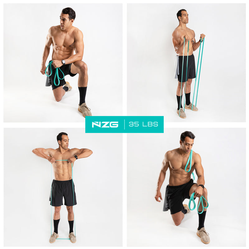 NonZero Gravity 100% Latex-Free Natural Rubber Power Resistance Bands Medium-Intensity Green 35 LBS (Set of 2)