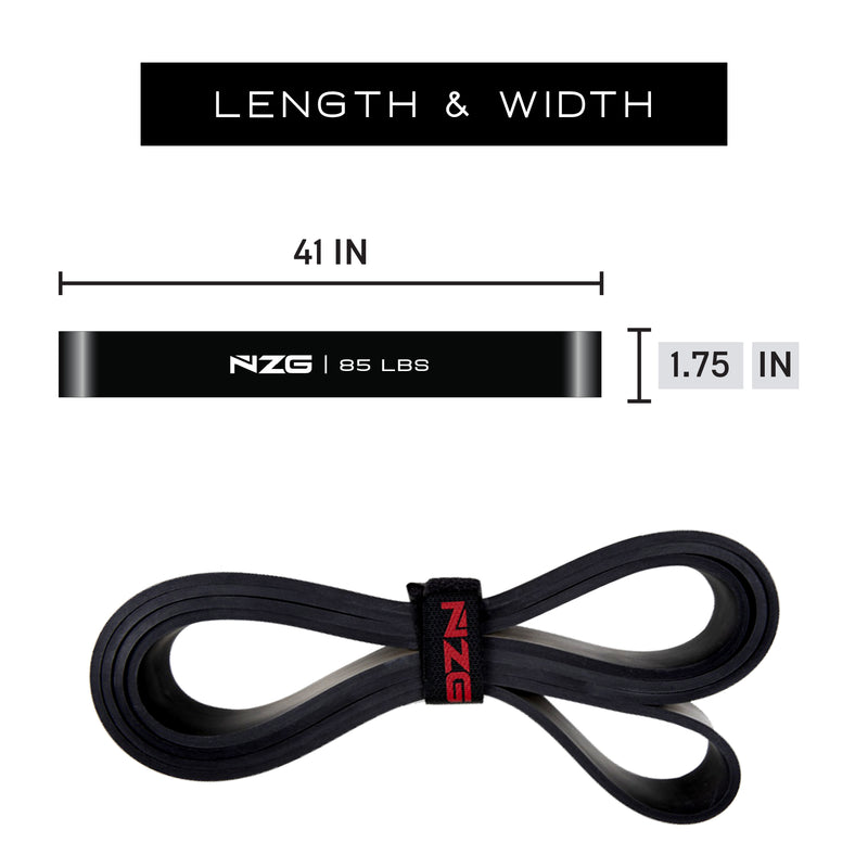 NonZero Gravity 100% Latex-Free Natural Rubber Power Resistance Band Medium-High Intensity Black 85 LBS (Single)