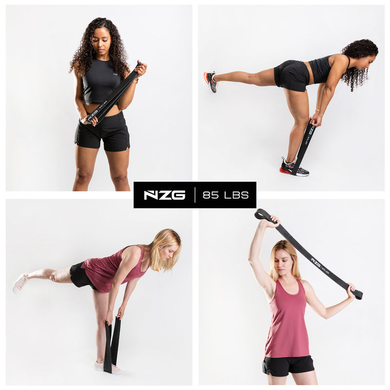 NonZero Gravity 100% Latex-Free Natural Rubber Power Resistance Band Medium-High Intensity Black 85 LBS (Single)