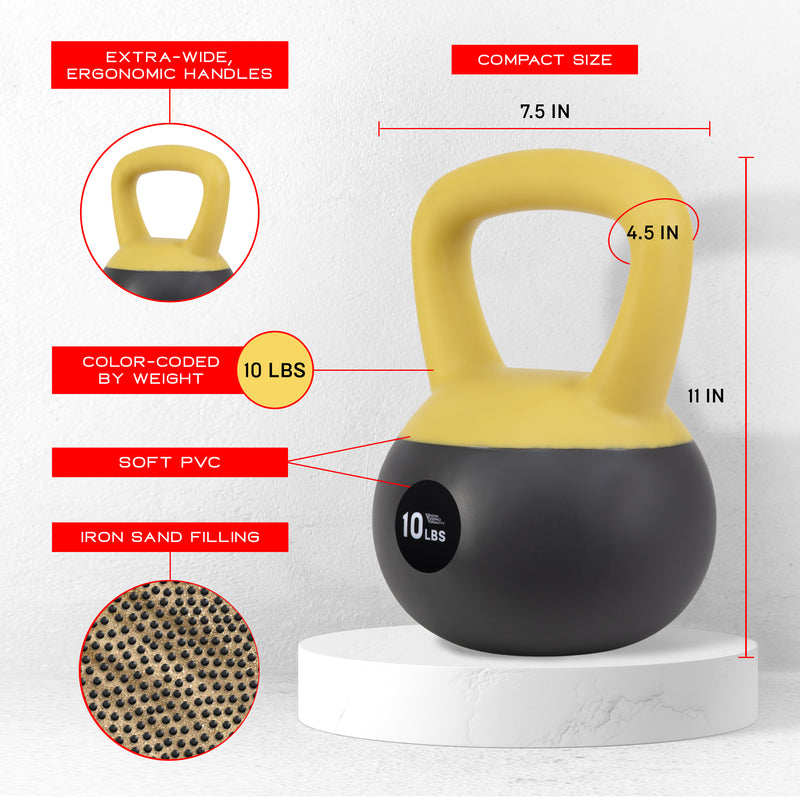 NonZero Gravity Iron Sand Shock-Proof Kettlebell Weight with soft base, sturdy two-hand grip & iron sand filling for workouts